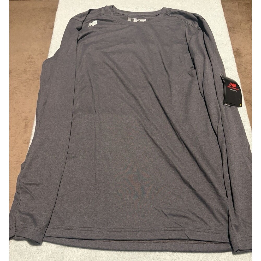 New Balance Mens Long Sleeve Performance Shirt XL Gray Athletic Running NWT